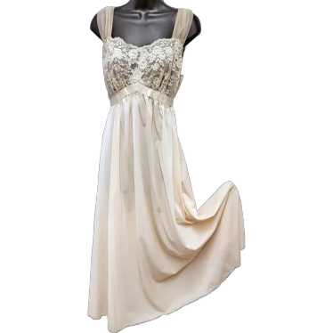 Exquisite 1950s Floor Length Nightgown Lace Illus… - image 1