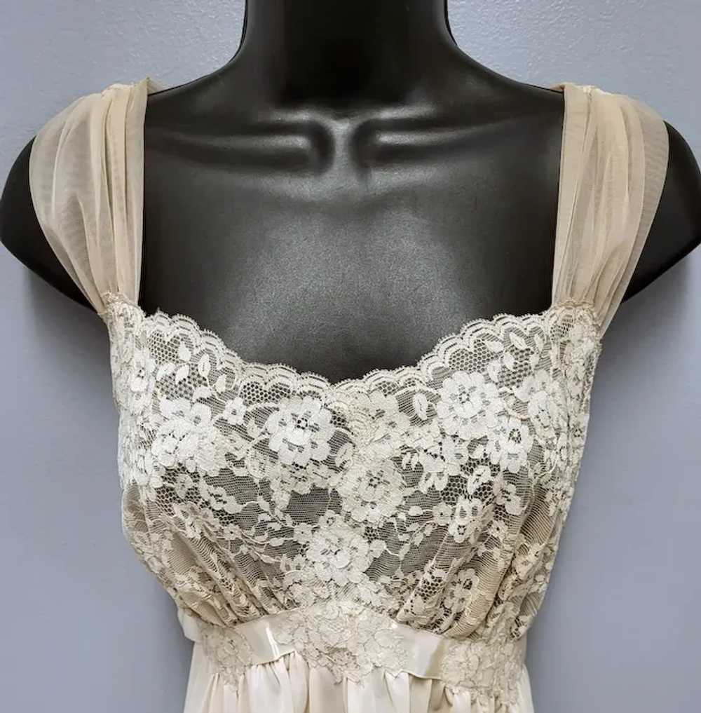 Exquisite 1950s Floor Length Nightgown Lace Illus… - image 2