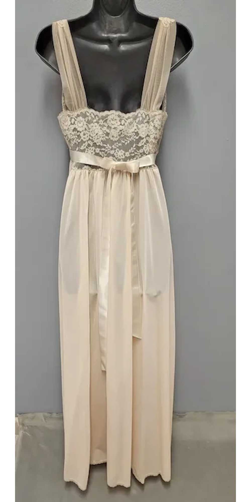 Exquisite 1950s Floor Length Nightgown Lace Illus… - image 6
