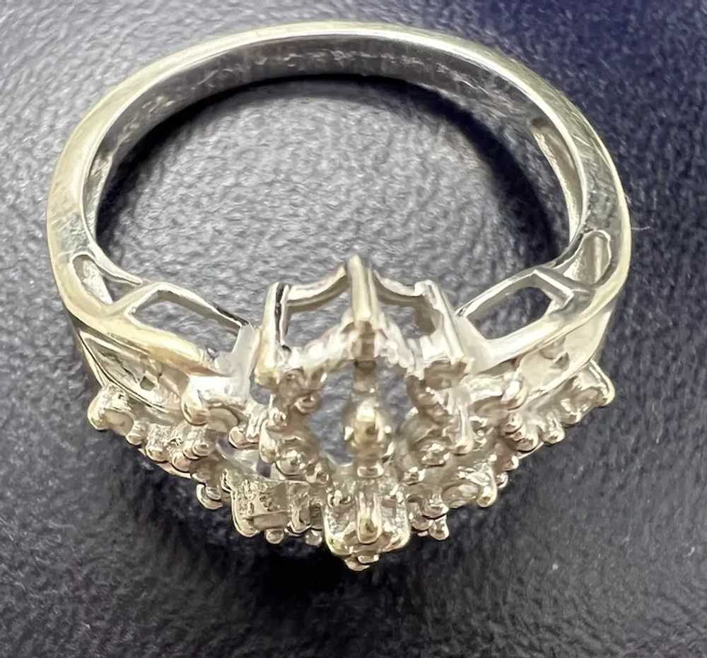 Vintage 10k White Gold Diamond Snowflake Ring Siz… - image 5