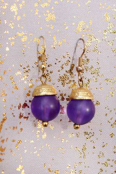 Purple Brass Drop Earrings - image 1