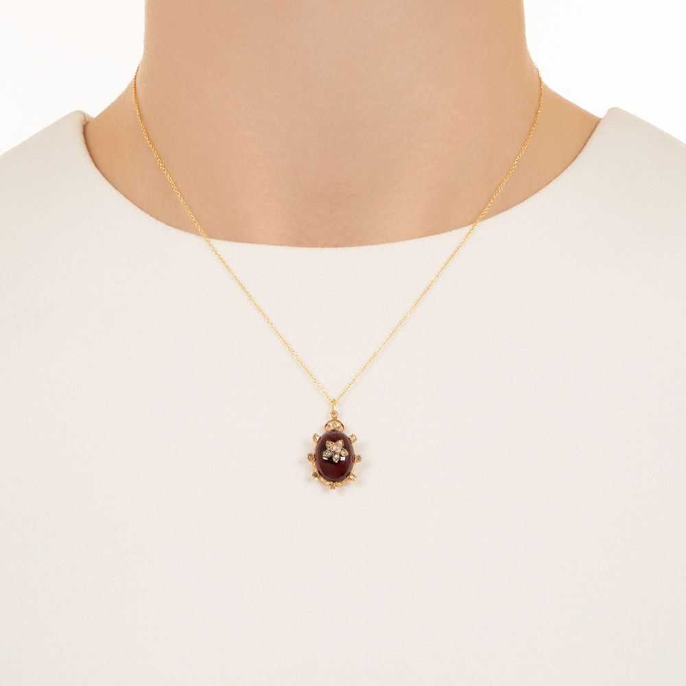 Victorian Cabochon Garnet Rose-Cut Diamond Drop - image 2