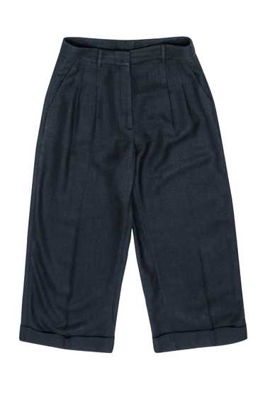 Akris - Black Cropped Wool Pleated Pants w/ Cuff … - image 1