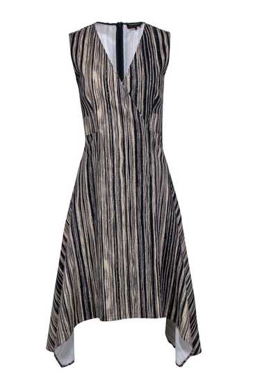 Donna Karen - Cream & Navy Stripe Sleeveless Dress