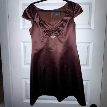 Vintage 90s Brown Silk Mini Dress - image 1