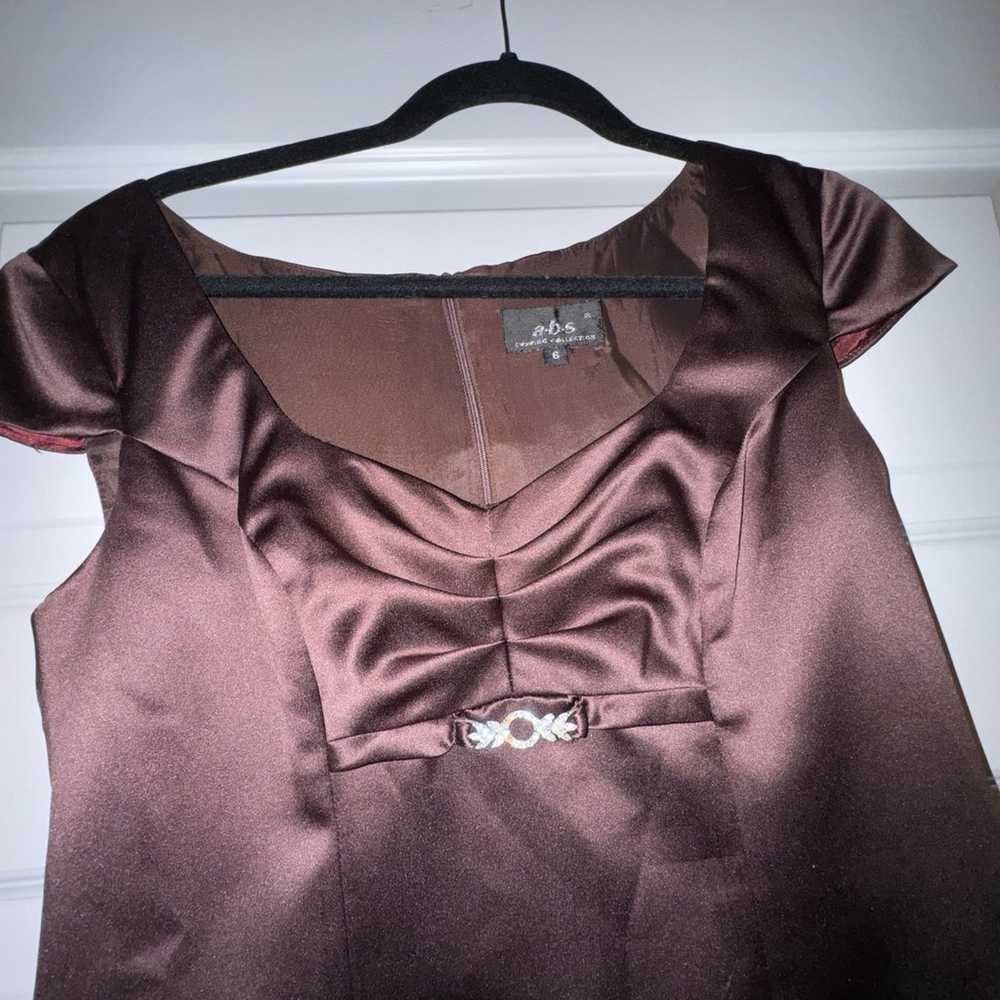 Vintage 90s Brown Silk Mini Dress - image 2
