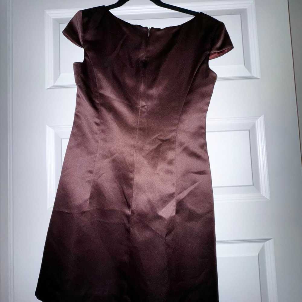Vintage 90s Brown Silk Mini Dress - image 3