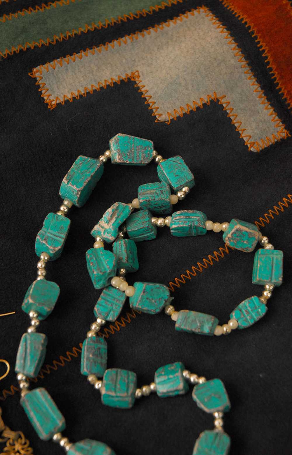 Scarab Earrings & Necklace Set / 1960s-70s - image 4