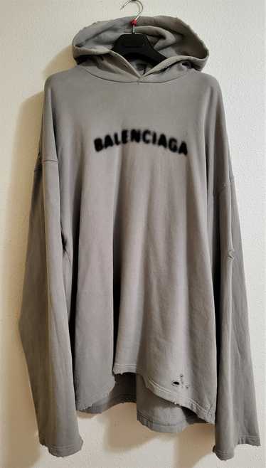 Balenciaga Oversized Blurry Logo Grey Distressed U