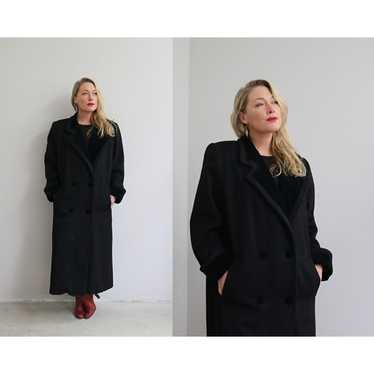 1990's Amanda Gail Wool & Velvet Long Overcoat // 