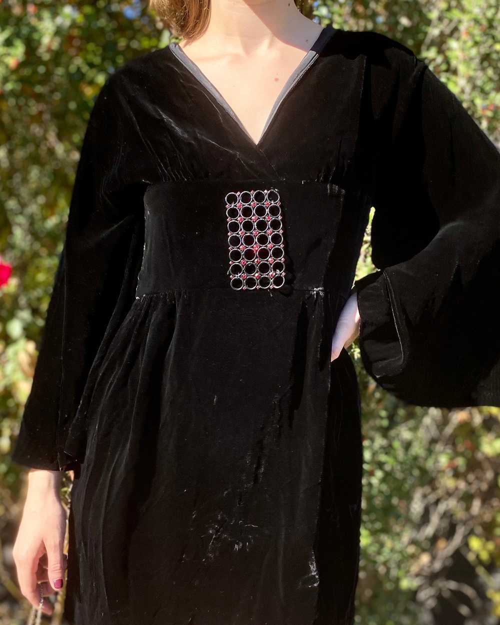 60's Black Velvet Dolly Dress - image 6