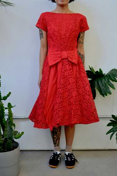 Fifties Red Lace Party Dress