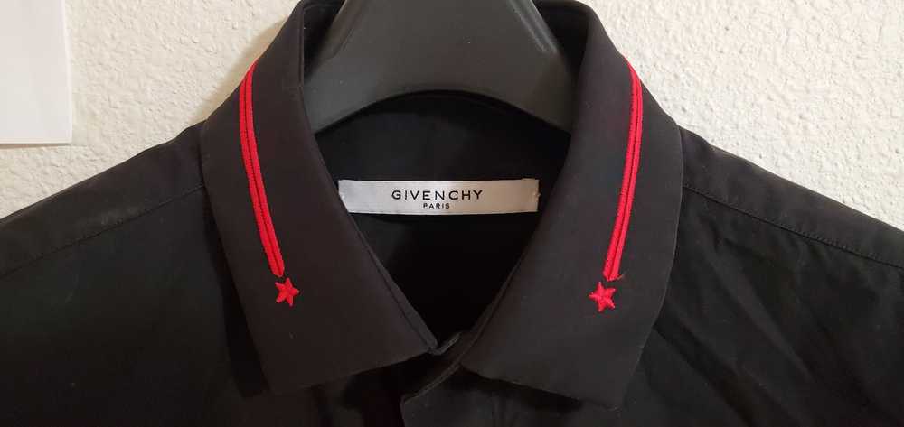 Givenchy Black Embroidered Red Star Dress Shirt - image 3