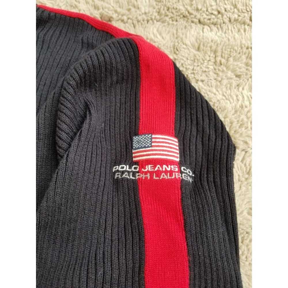 Polo Ralph Lauren Sweater Size XL Black/Red Embro… - image 2
