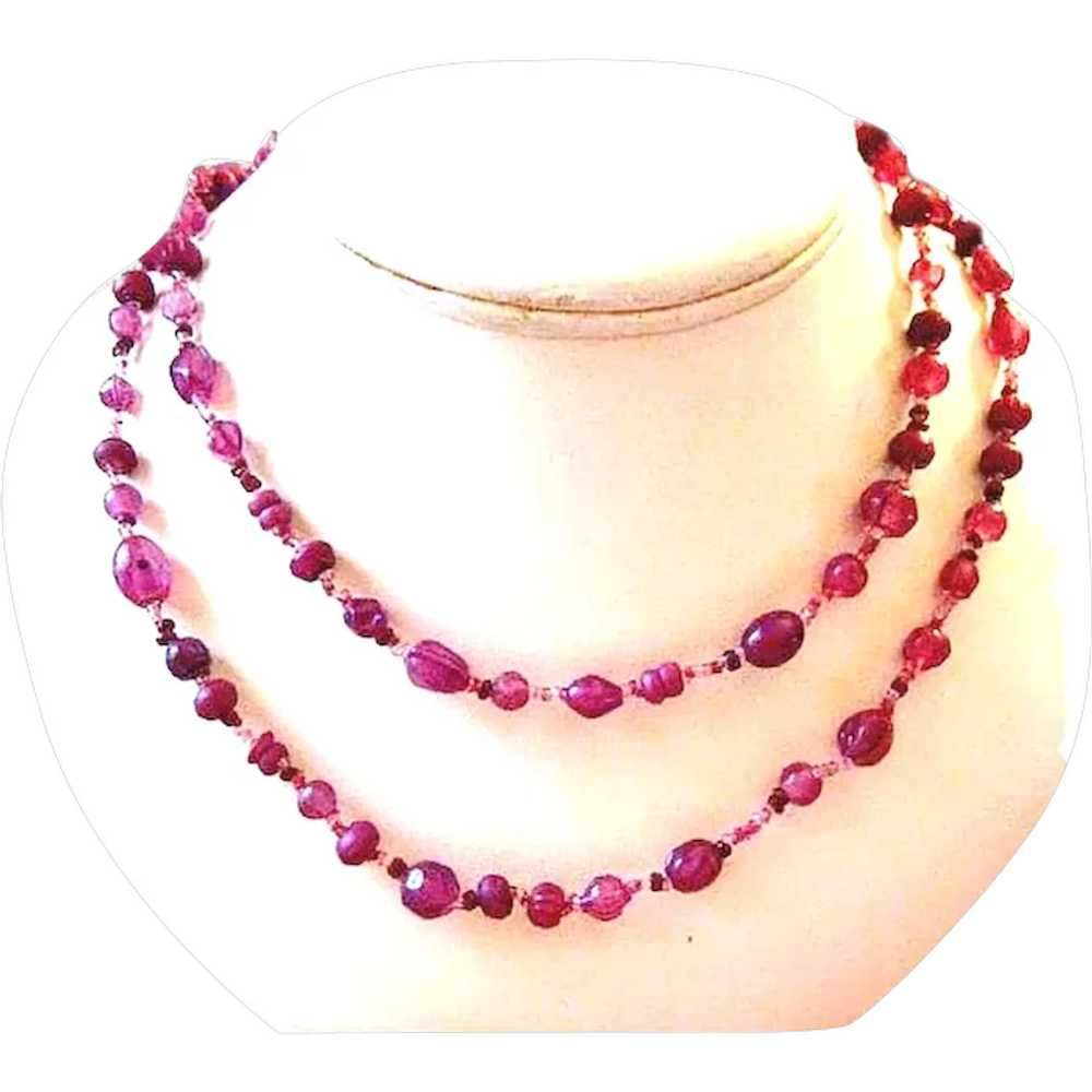 Exquisite Amethyst Glass Bead Necklace - Elegant … - image 1