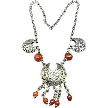 19” Sterling Silver Tribal Ethnic Carnelian Statem