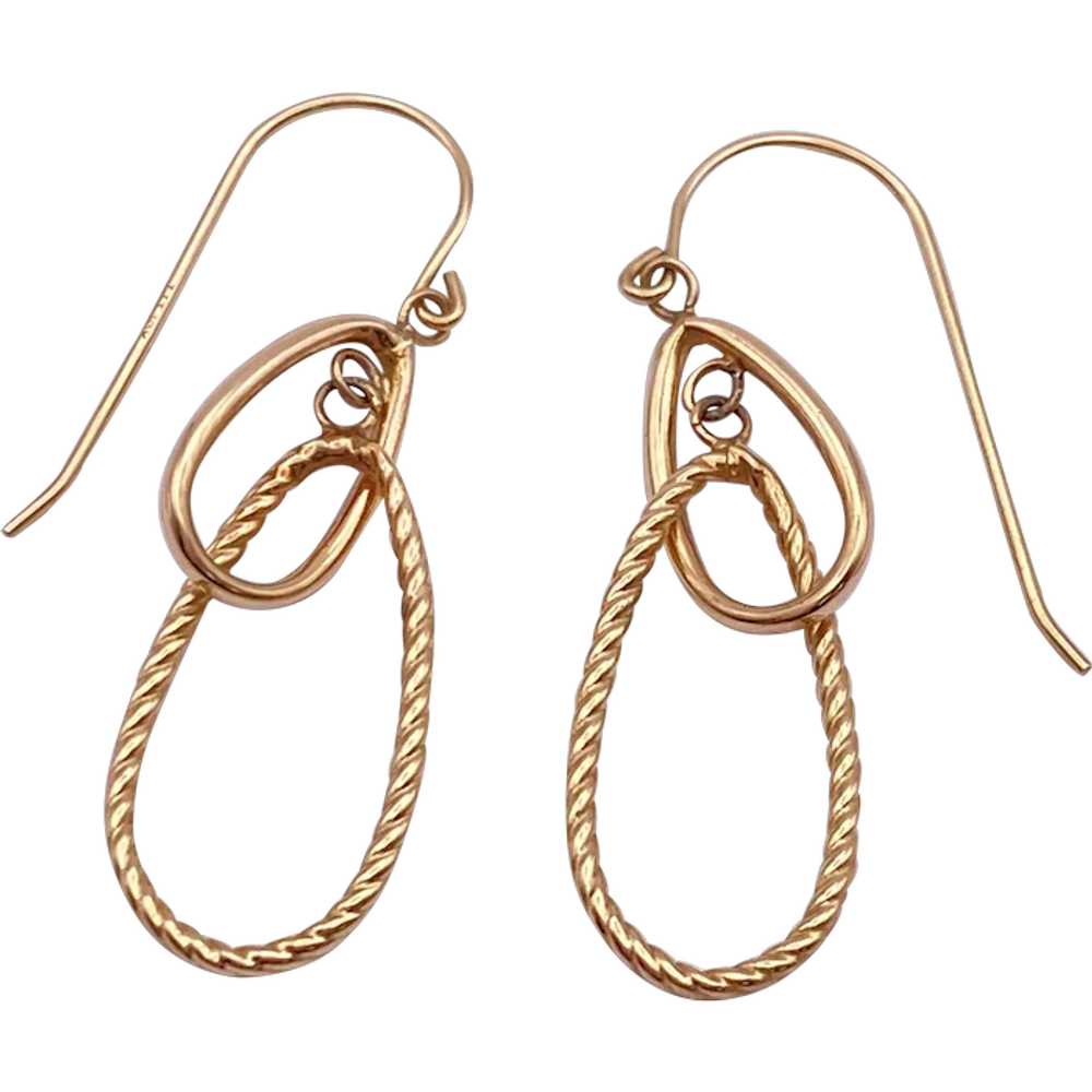 Vintage Dangle Earrings Double Drop 10K Gold - image 1