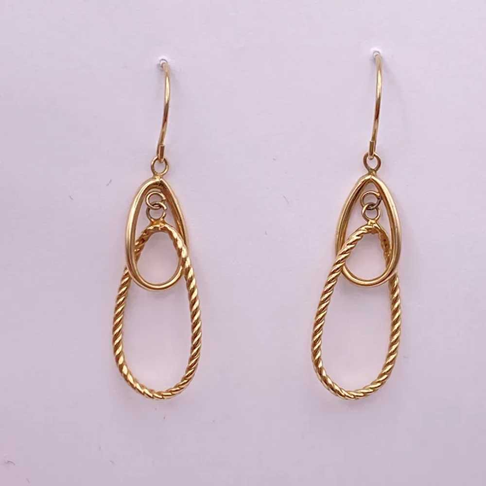 Vintage Dangle Earrings Double Drop 10K Gold - image 2