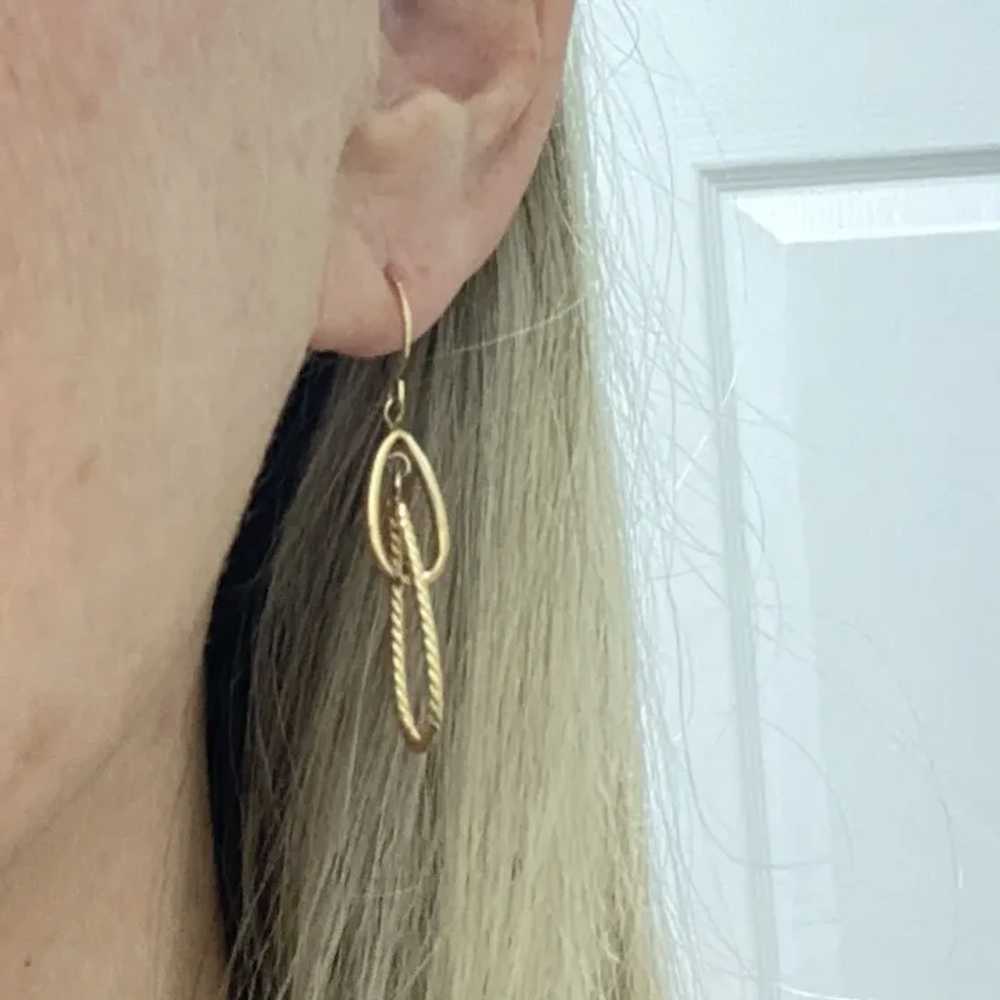 Vintage Dangle Earrings Double Drop 10K Gold - image 4