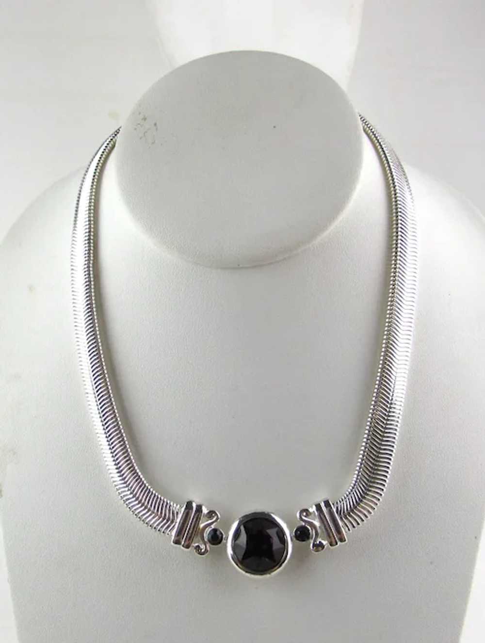 Vintage Napier Silver Tone Coil Necklace With Pur… - image 2