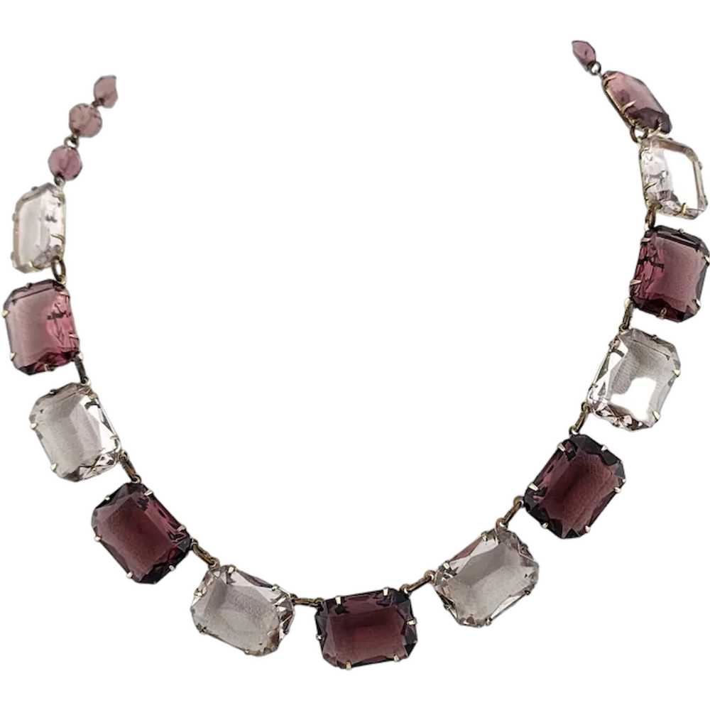 Vintage Two Tone Faceted Glass Necklace (A3323) - image 1