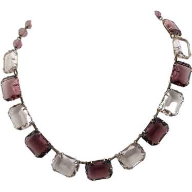 Vintage Two Tone Faceted Glass Necklace (A3323) - image 1