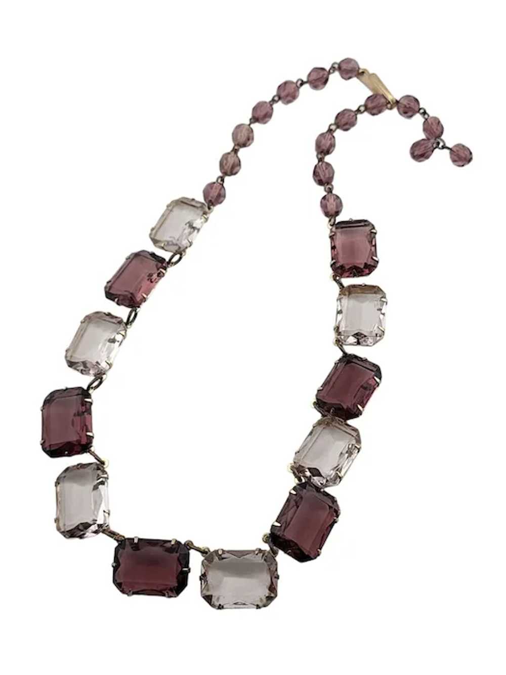 Vintage Two Tone Faceted Glass Necklace (A3323) - image 2