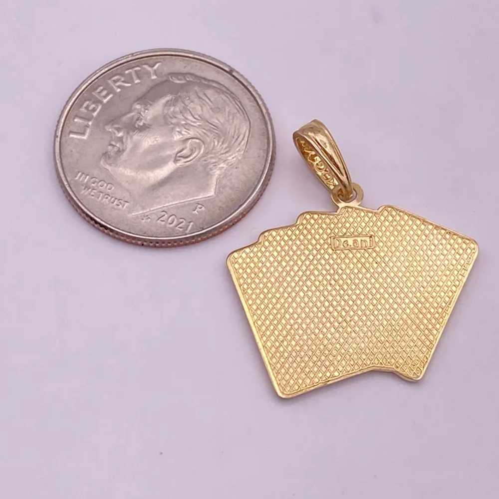 Royal Flush Vintage Gambling Charm 14K Gold Ename… - image 2