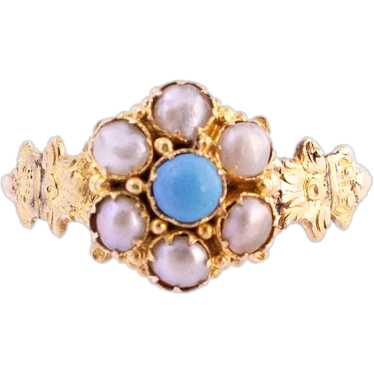 Seed Pearl and Turquoise Ring