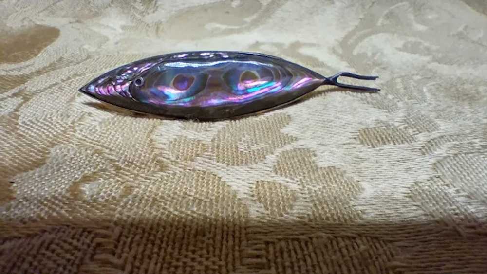 Sterling Silver and Abalone Fish Pin/Brooch - image 2