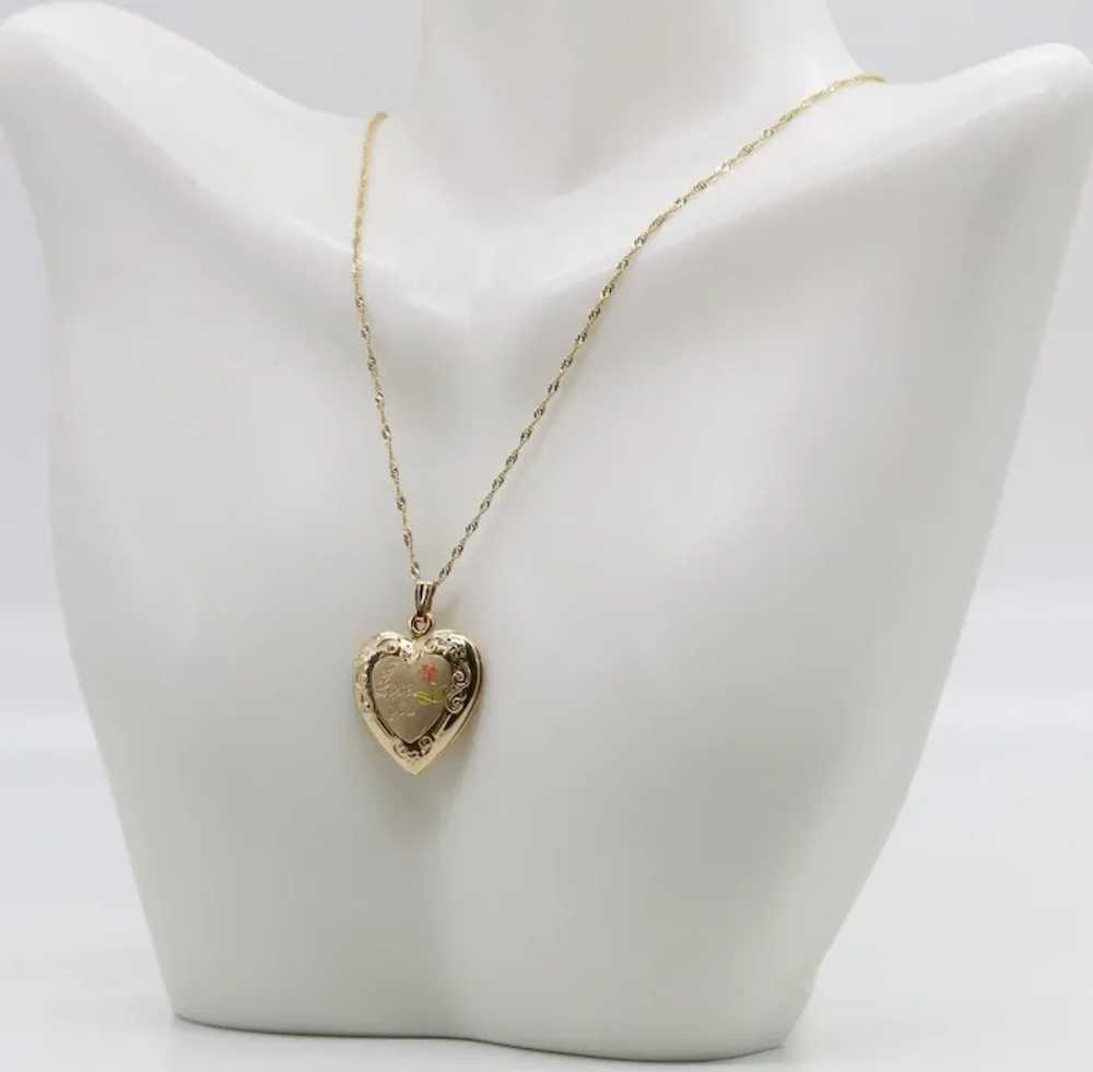 14k Yellow Gold "I Love You" Locket, 24 inches - … - image 4