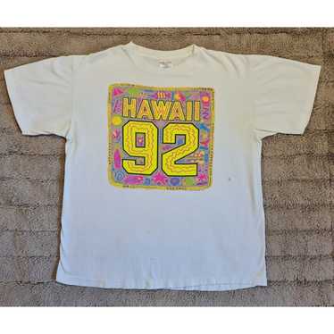 Early 2000s Vintage Fitted Hawaii Hawaiian Logo T-shirt, Black