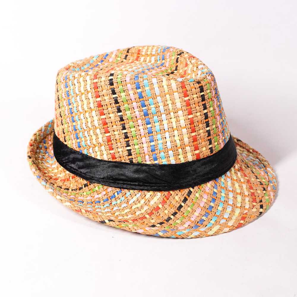 Other Fedora Hipster Hip Hop Hat Striped Straw We… - image 1