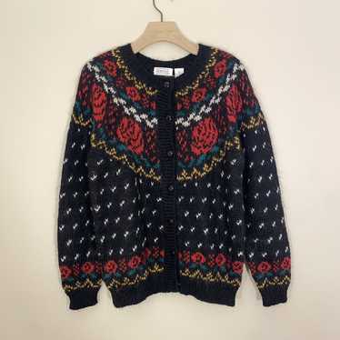 Vintage 60’s Nordic Mohair Cardigan Sweater - image 1