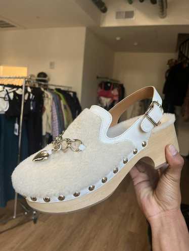 Chloe Shearling heart appliqué clog