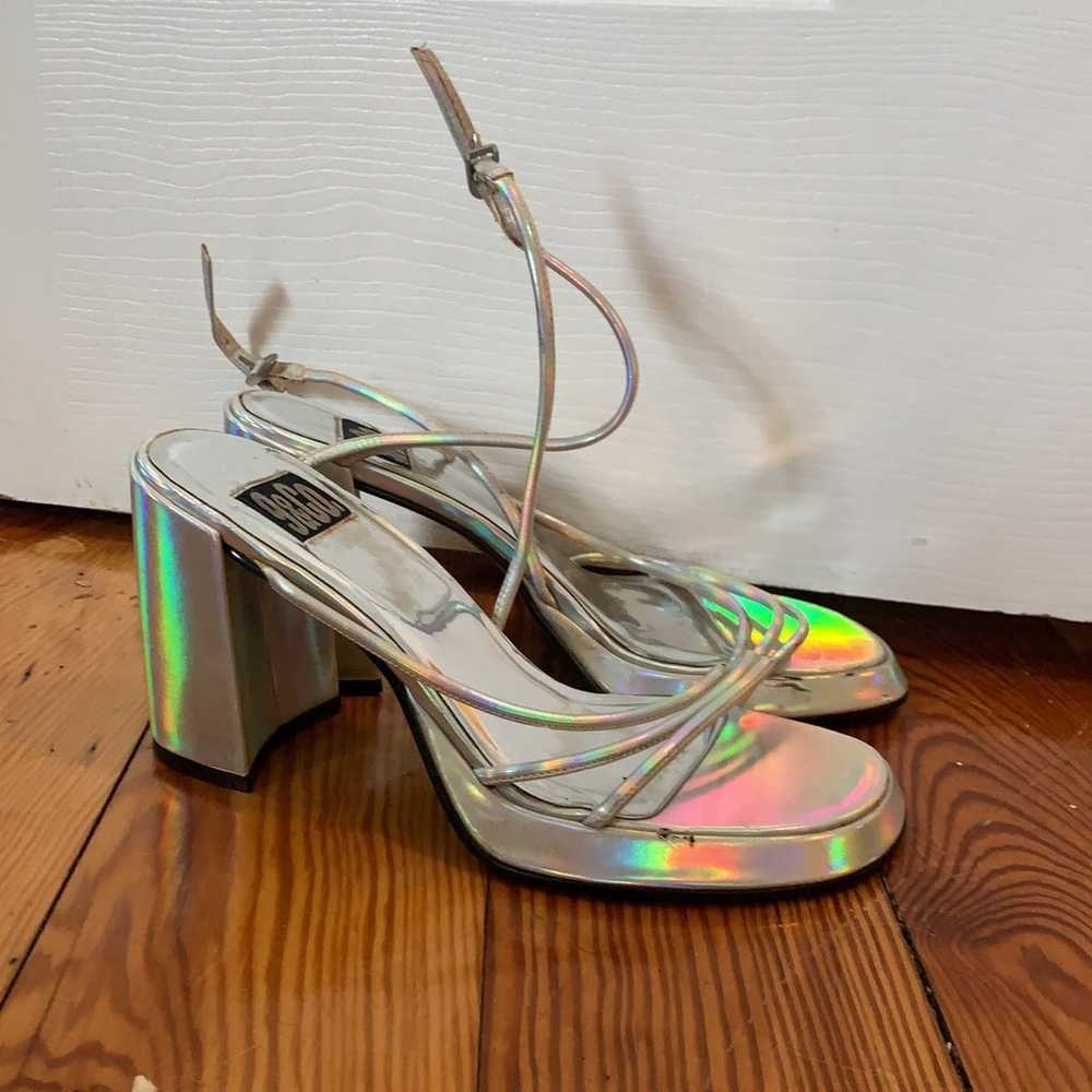 Vtg 90s chunky irredescent strappy heel - image 1
