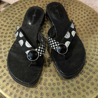 Lindsay Phillips Black/Silver Thong Sandals