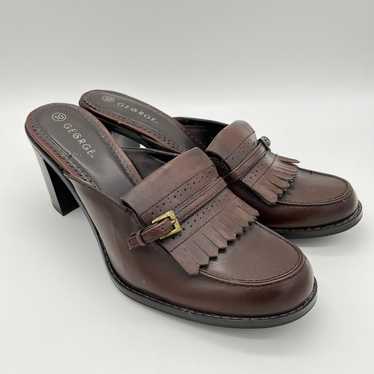 Vintage Y2K Brown Heeled Clog Loafers - image 1