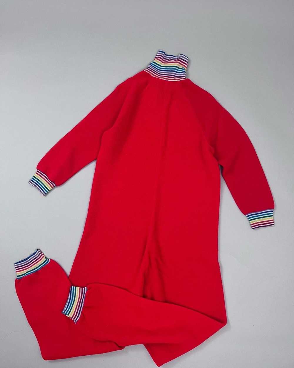 Vintage Vintage Rare Red Rainbow Color Jumpsuit R… - image 5