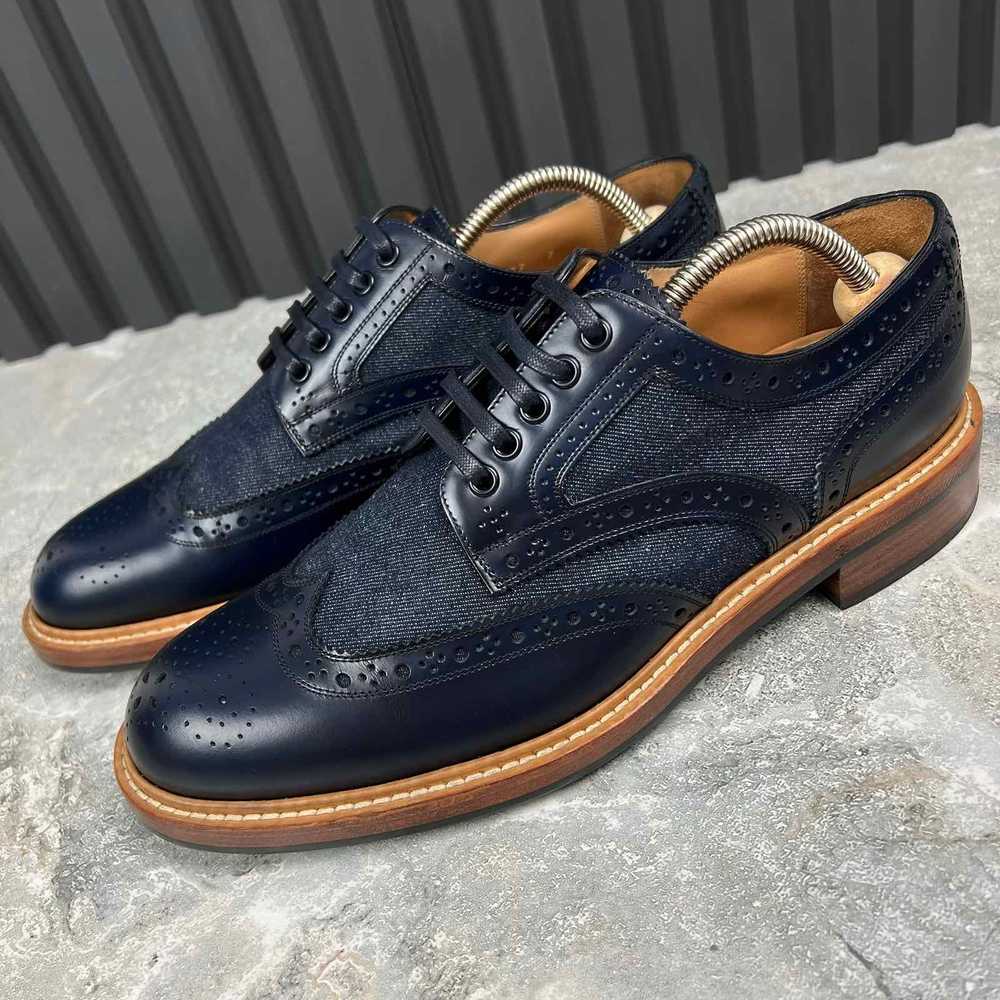 Louis Vuitton Voltaire Wingtip Derby Denim Leathe… - image 1