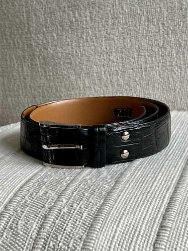 Zilli Zilli Crocodile Black Leather Belt | Size S/