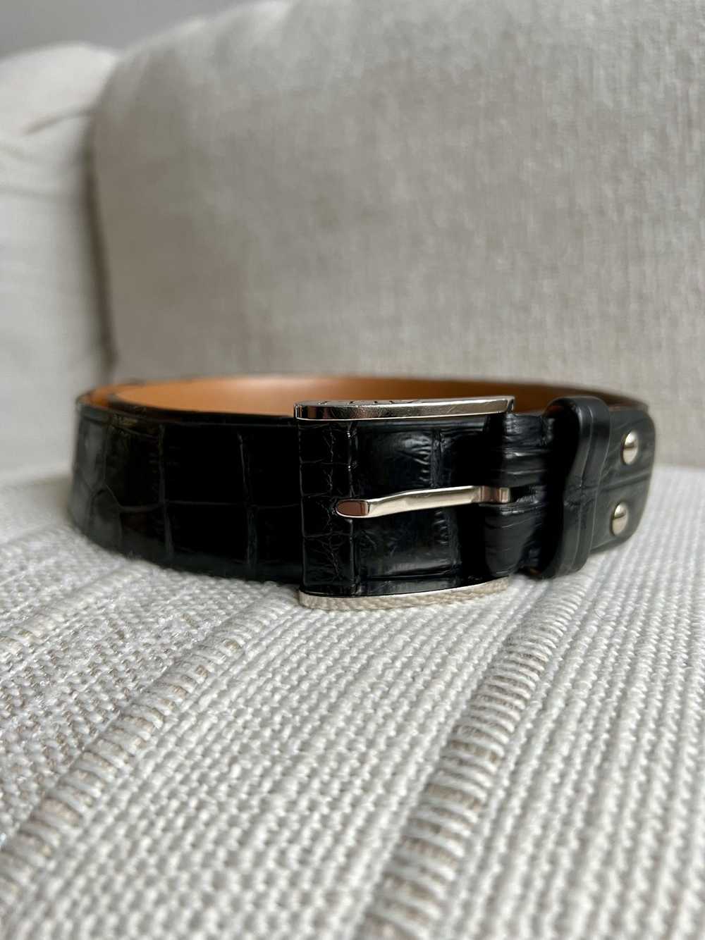 Zilli Zilli Crocodile Black Leather Belt | Size S… - image 2