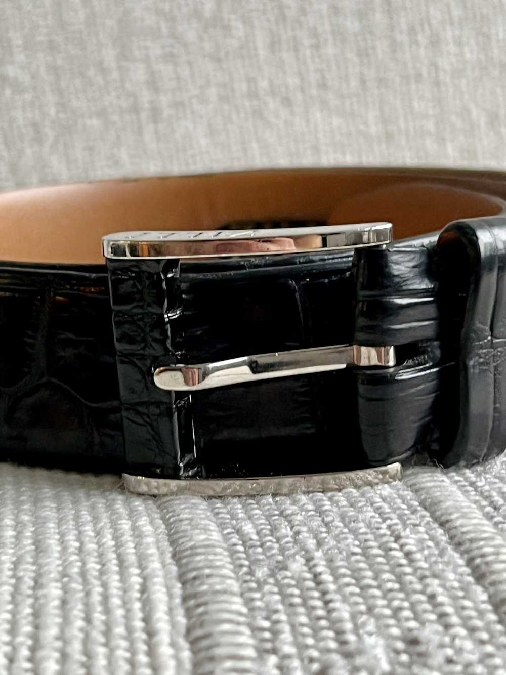 Zilli Zilli Crocodile Black Leather Belt | Size S… - image 3