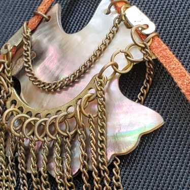 Boho hippie abalone shell long necklace - image 1