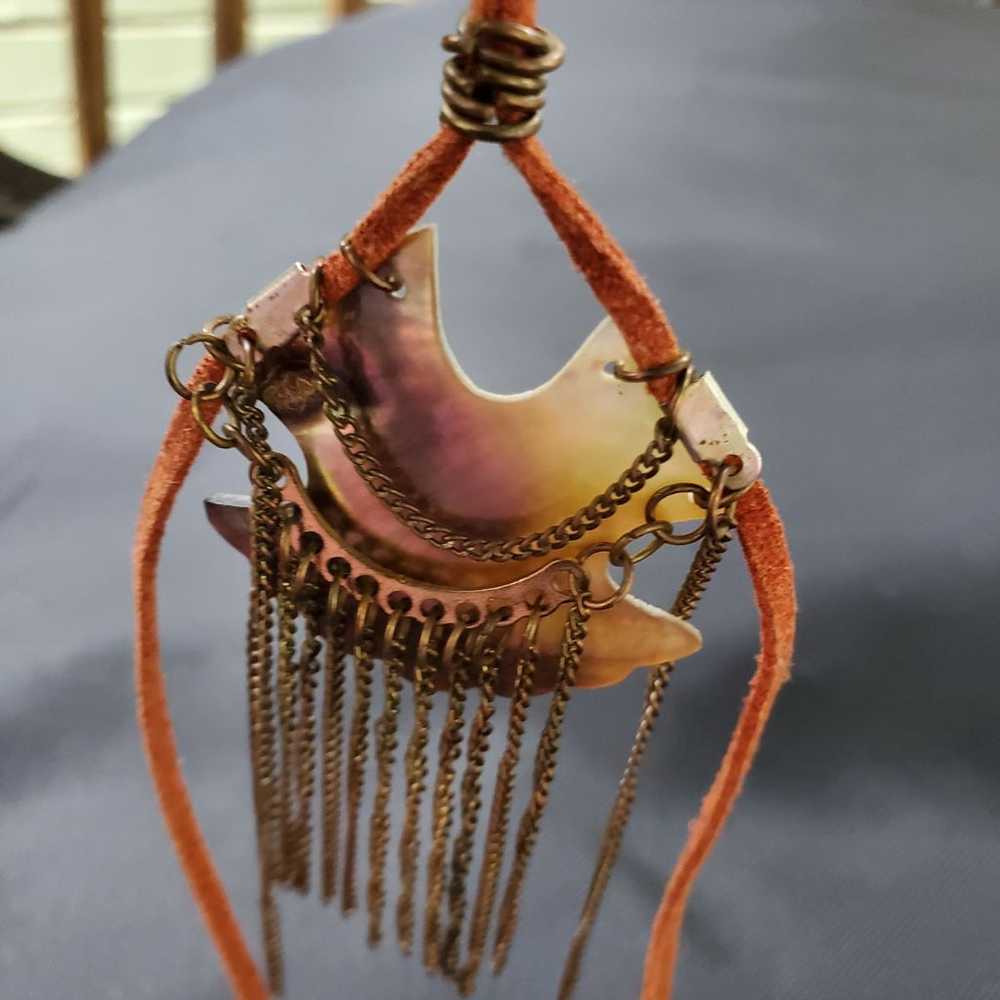 Boho hippie abalone shell long necklace - image 2