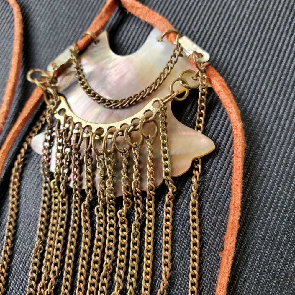 Boho hippie abalone shell long necklace - image 4
