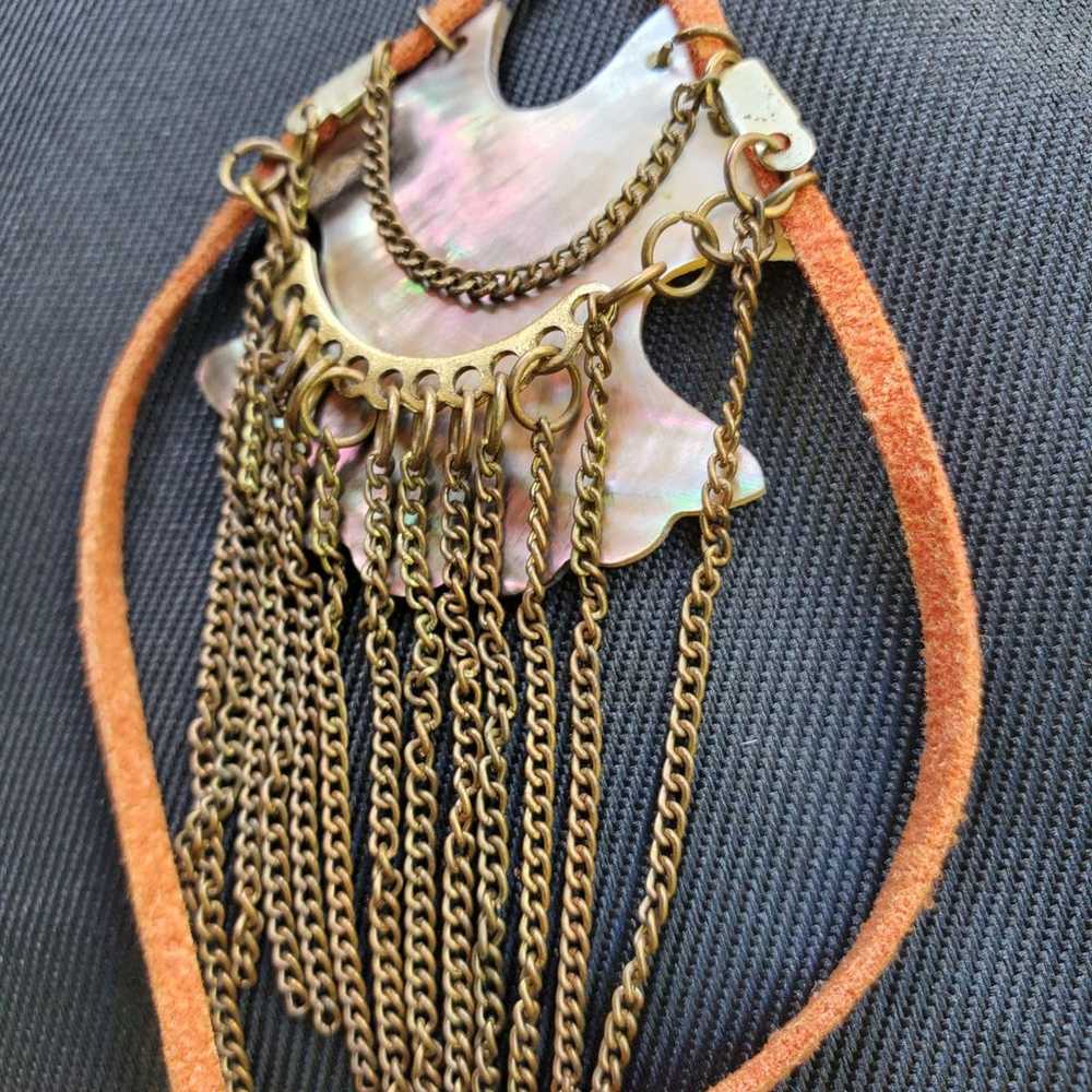 Boho hippie abalone shell long necklace - image 7