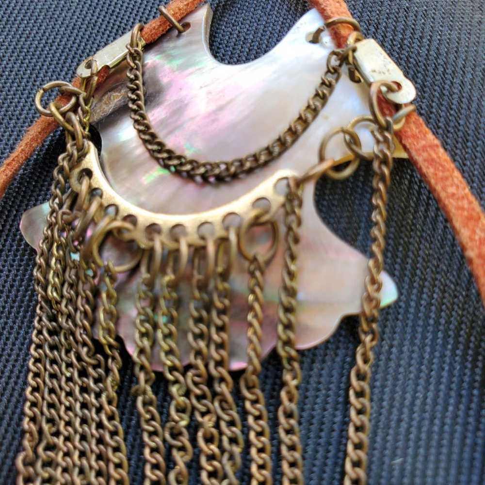 Boho hippie abalone shell long necklace - image 8