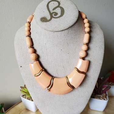 Vintage peach statement necklace - image 1