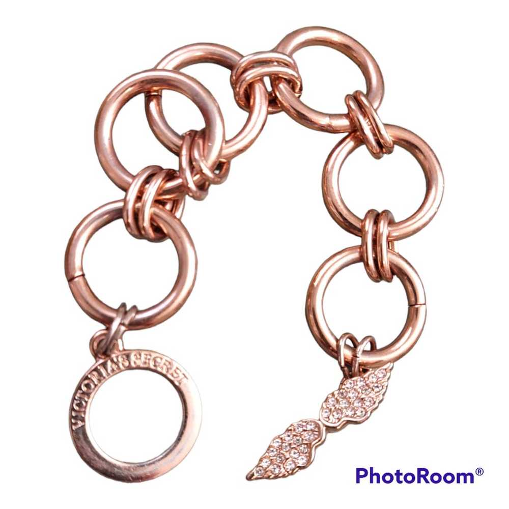 Victoria Secret rose gold bracelet with angel win… - image 3